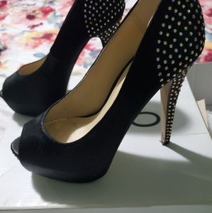 Black Bejeweled Heels